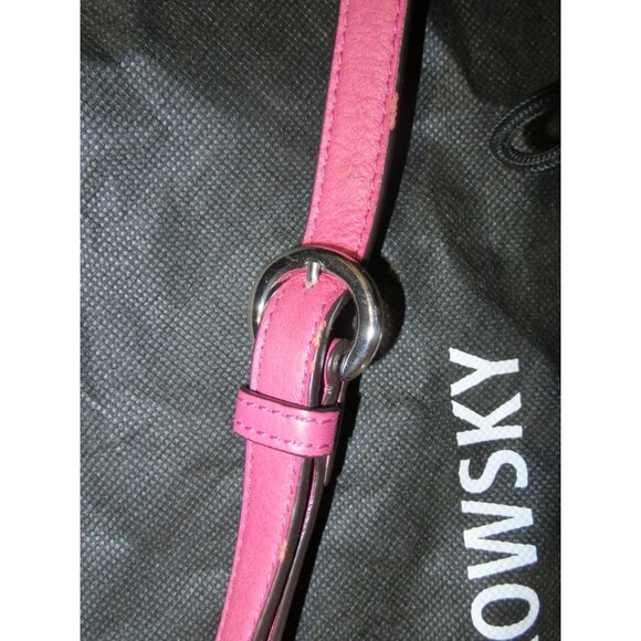 B. Makowsky Pink Lasercut perforated leather turnlock Crossbody Bag & dustbag - Picture 6 of 11